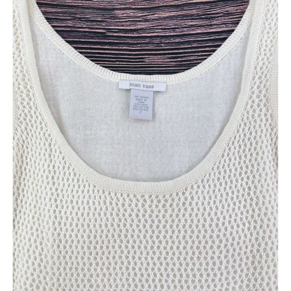 Joan Vass Sz 2 Ivory Linen Cotton Layered Open Knit Sweater Blouse Women Rare - Picture 6 of 7